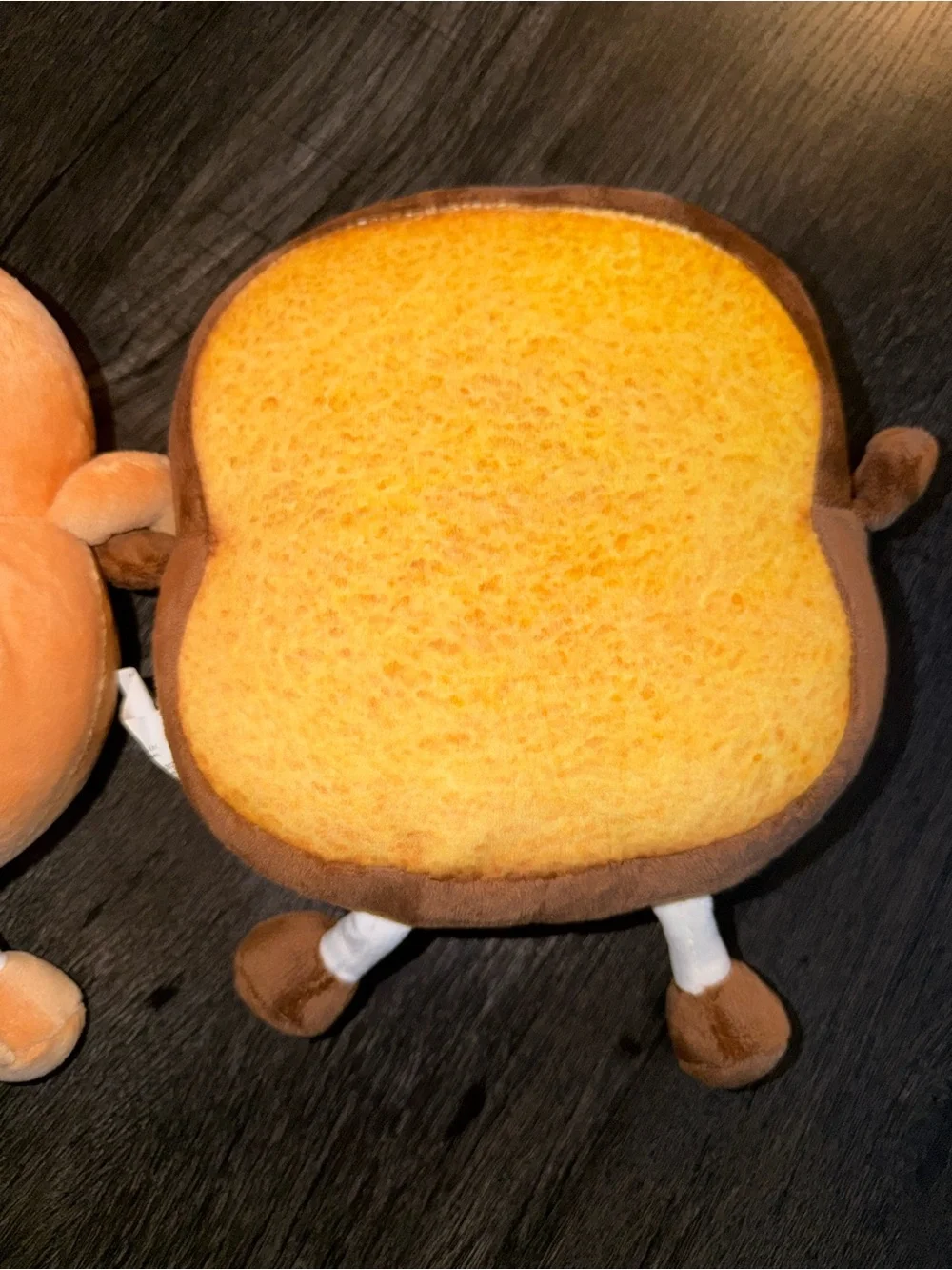 Cute Toast Plush Pair - Smiling & Sad Bread Characters, Yellow Brown